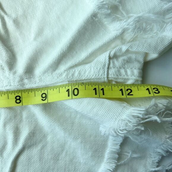 Free People Size 30 White Denim Shorts High Rise Button Fly Distressed Festival - Picture 8 of 9